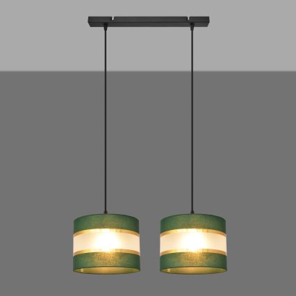 Lestenec na vrvici HELEN 2xE27/15W/230V zelen/zlat