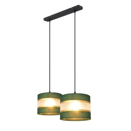 Lestenec na vrvici HELEN 2xE27/15W/230V zelen/zlat