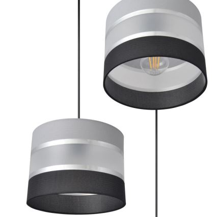 Lestenec na vrvici HELEN 3xE27/15W/230V črna/siva/srebrna