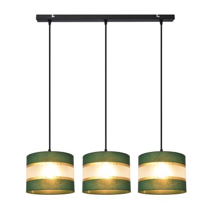 Lestenec na vrvici HELEN 3xE27/15W/230V zelen/zlat