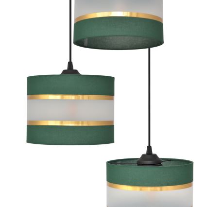 Lestenec na vrvici HELEN 3xE27/15W/230V zelen/zlat