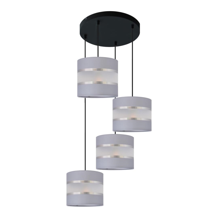 Lestenec na vrvici HELEN 4xE27/15W/230V siva/črna