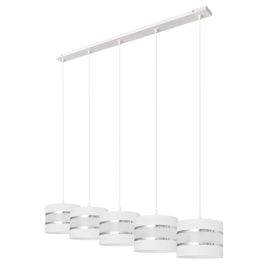 Lestenec na vrvici HELEN 5xE27/15W/230V bela