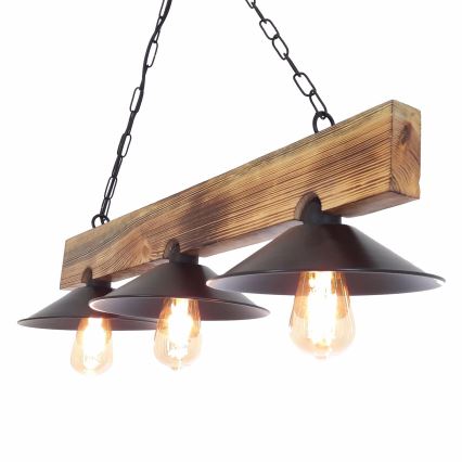 Lestenec na vrvici HEPSI 3xE27/40W/230V smreka/oreh