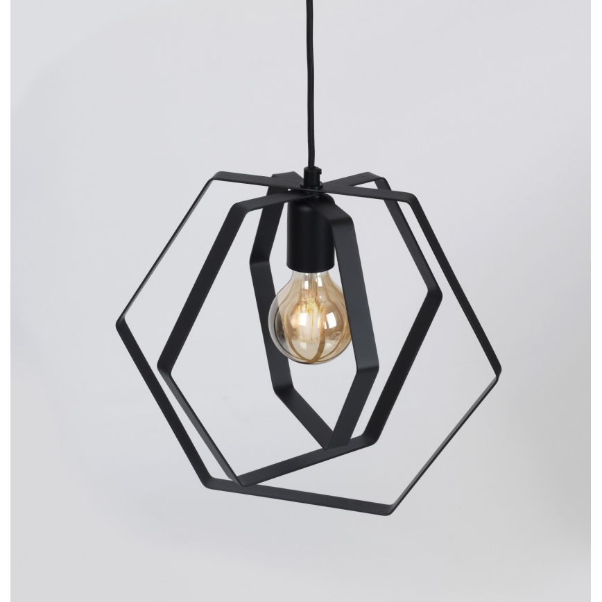 Lestenec na vrvici HEXAGON 3xE27/60W/230V črna
