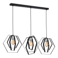 Lestenec na vrvici HEXAGON 3xE27/60W/230V črna/sijajni krom