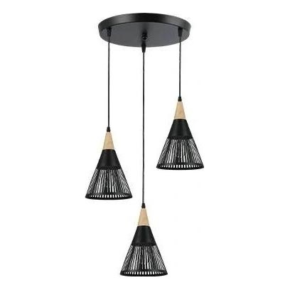 Lestenec na vrvici HIRA 3xE27/60W/230V pr. 40 cm črna