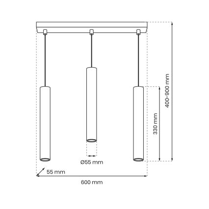 Lestenec na vrvici HUDSON 3xGU10/8W/230V bela