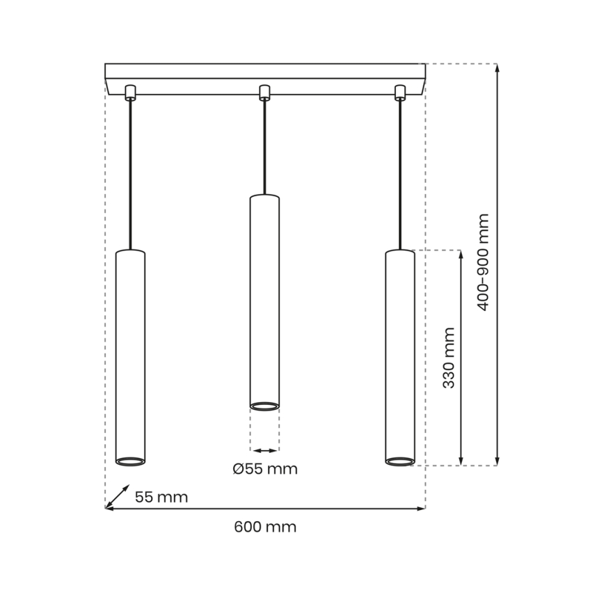 Lestenec na vrvici HUDSON 3xGU10/8W/230V črna