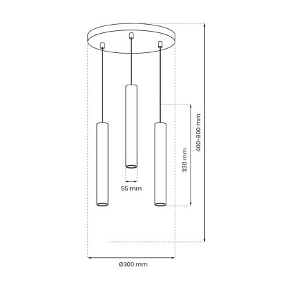 Lestenec na vrvici HUDSON 3xGU10/8W/230V črna