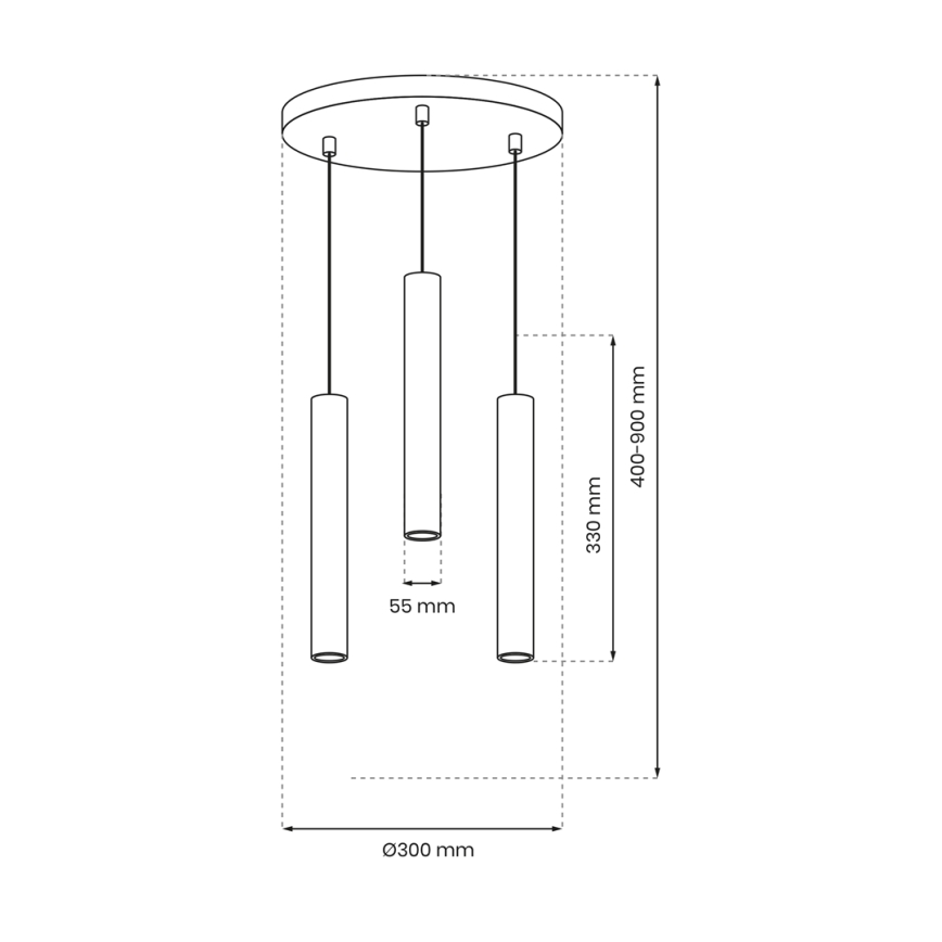 Lestenec na vrvici HUDSON 3xGU10/8W/230V črna