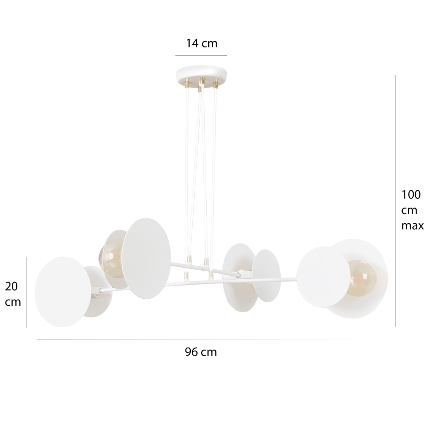 Lestenec na vrvici IDEA 4xE27/15W/230V bela