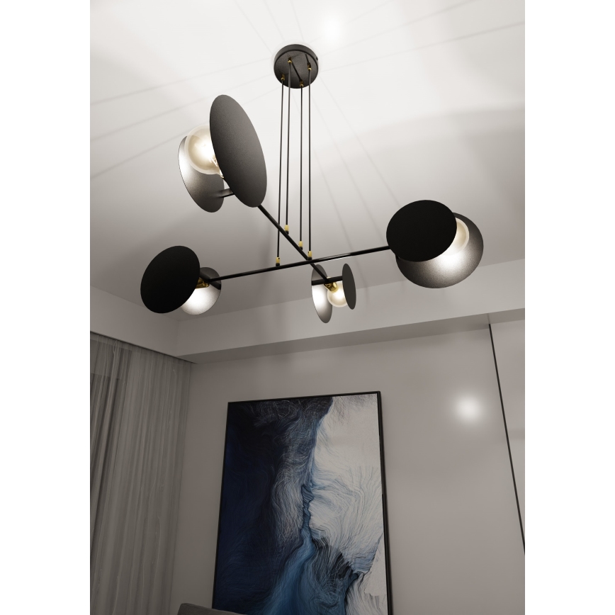 Lestenec na vrvici IDEA 4xE27/15W/230V črna