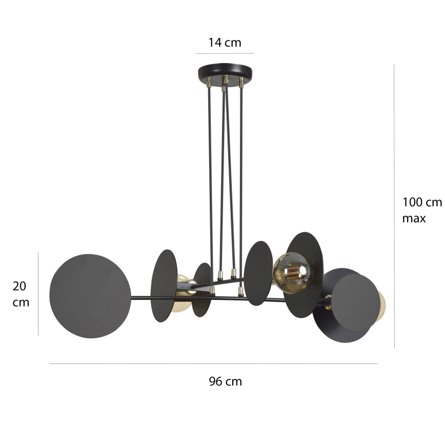 Lestenec na vrvici IDEA 4xE27/15W/230V črna