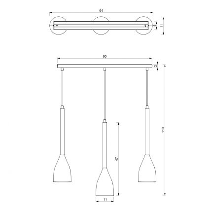 Lestenec na vrvici ISTAPPAR 3xE27/60W/230V črna