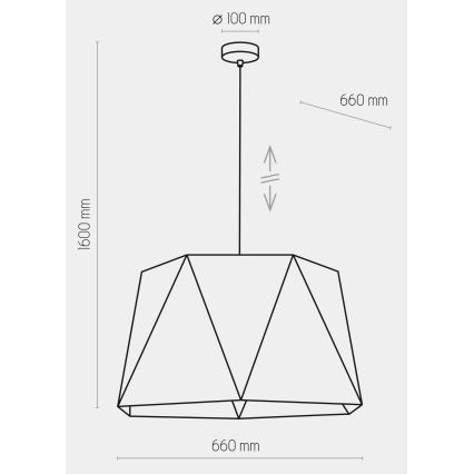 Lestenec na vrvici IVO 1xE27/25W/230V črn/zlat