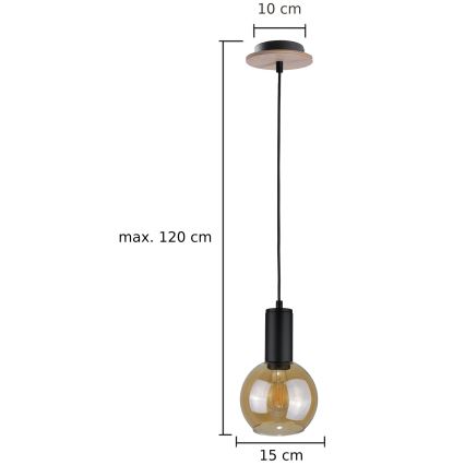 Lestenec na vrvici JANTAR WOOD 1xE27/60W/230V