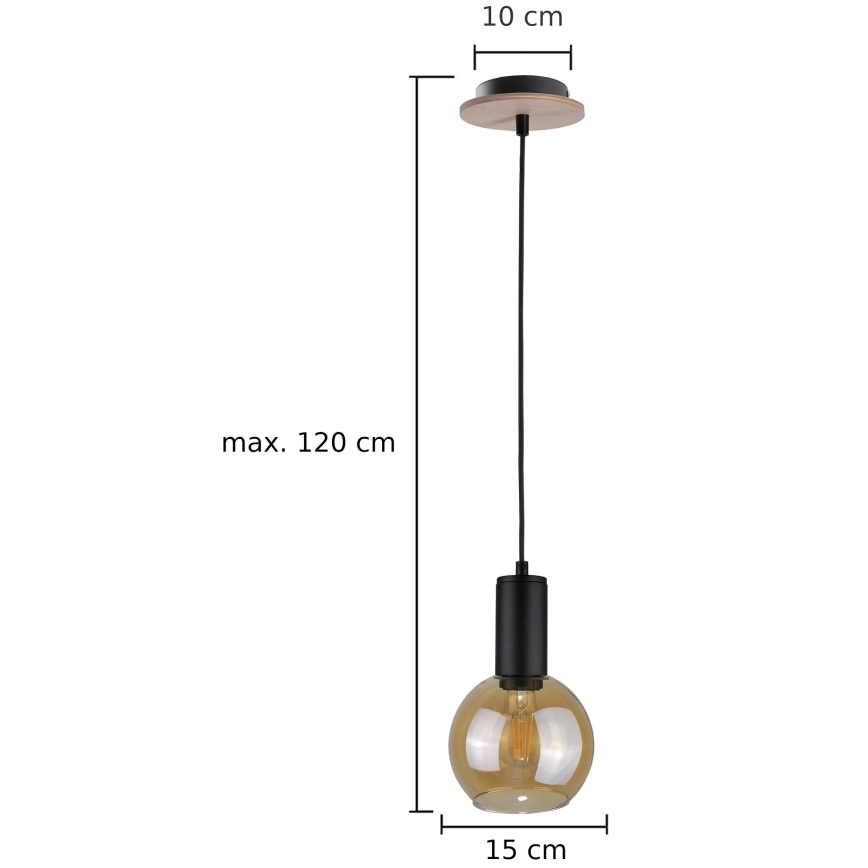 Lestenec na vrvici JANTAR WOOD 1xE27/60W/230V