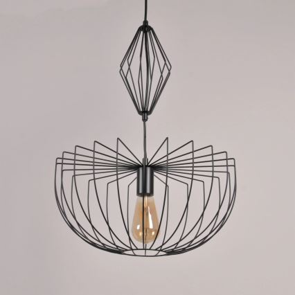 Lestenec na vrvici JASMINA 1xE27/20W/230V pr. 40 cm črna