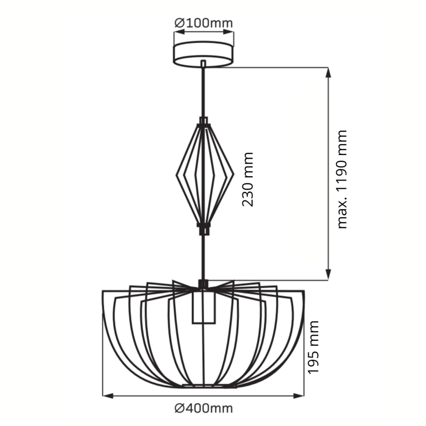 Lestenec na vrvici JASMINA 1xE27/20W/230V pr. 40 cm črna