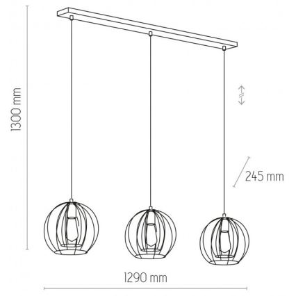 Lestenec na vrvici JAULA 3xE27/60W/230V