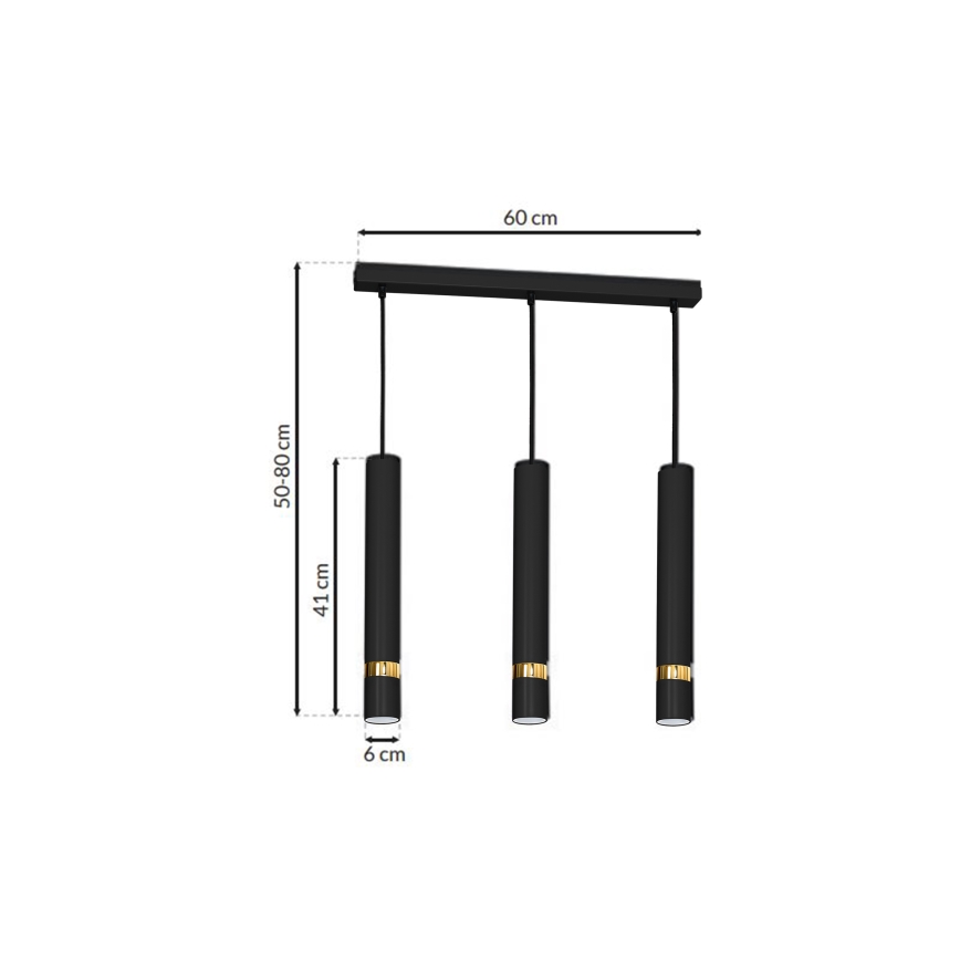Lestenec na vrvici JOKER 3xGU10/25W/230V črna