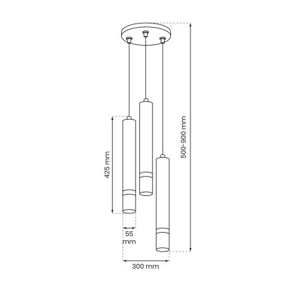 Lestenec na vrvici JOKER 3xGU10/8W/230V modra/zlata