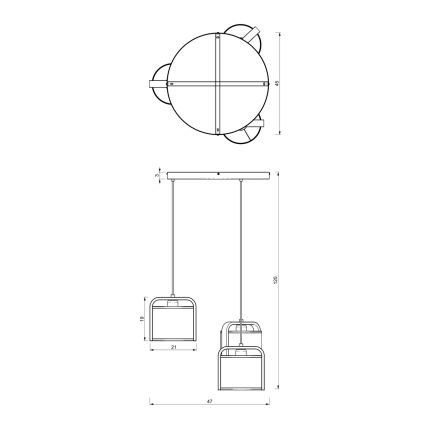 Lestenec na vrvici JONKO 3xE27/60W/230V