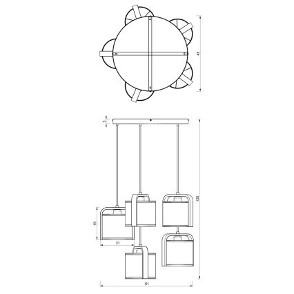 Lestenec na vrvici JONKO 5xE27/60W/230V