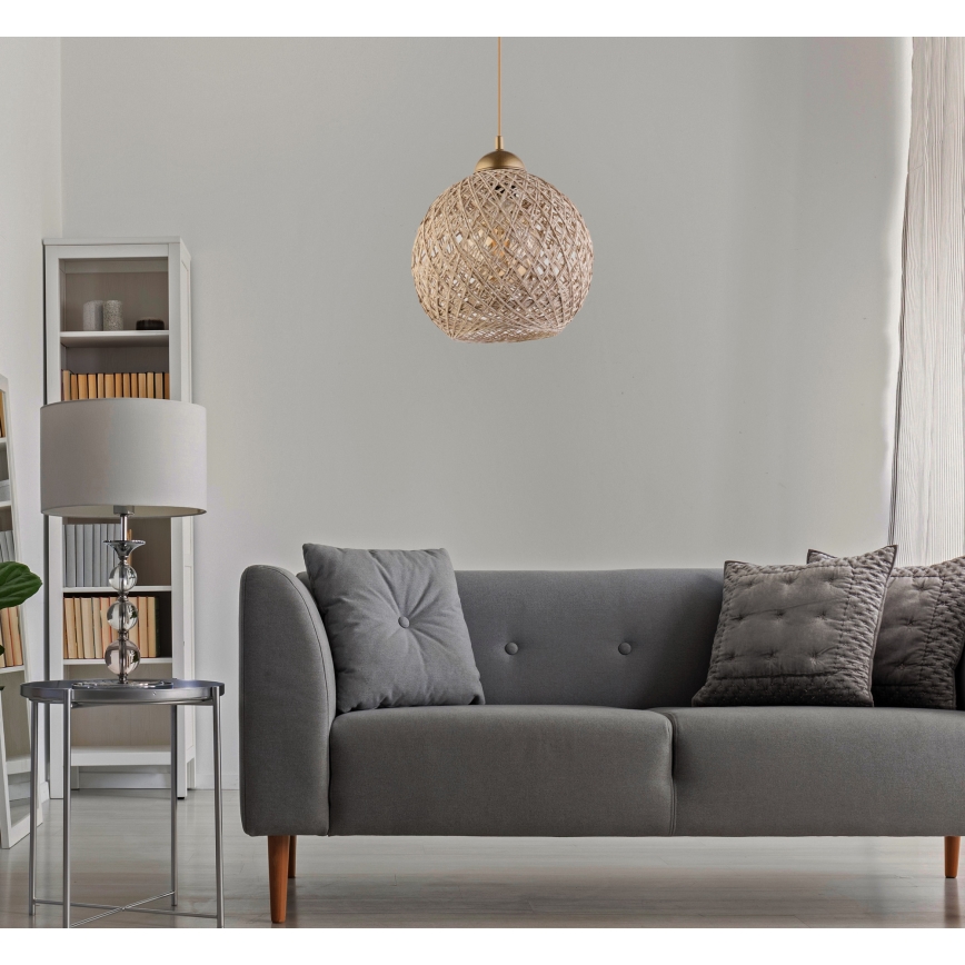 Lestenec na vrvici JUTE 1xE27/60W/230V bež