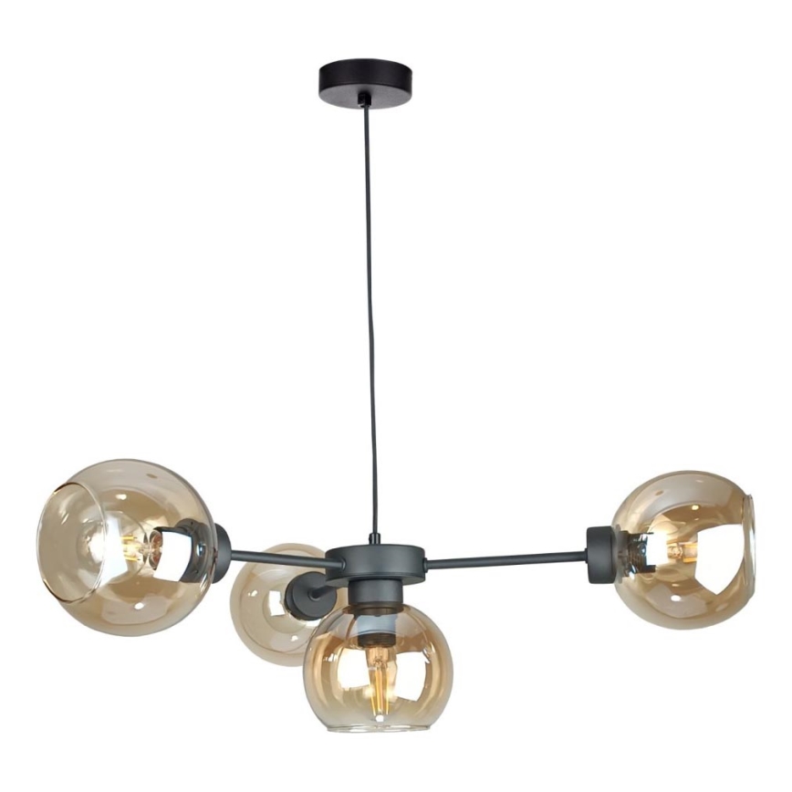 Lestenec na vrvici KALIOPE 4xE27/60W/230V črna/dimna bež