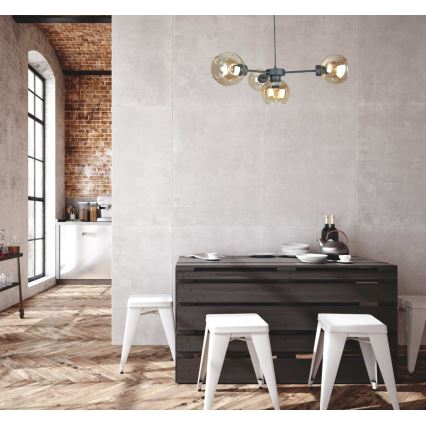 Lestenec na vrvici KALIOPE 4xE27/60W/230V črna/dimna bež