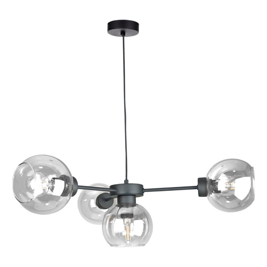Lestenec na vrvici KALIOPE 4xE27/60W/230V črna/prozorna
