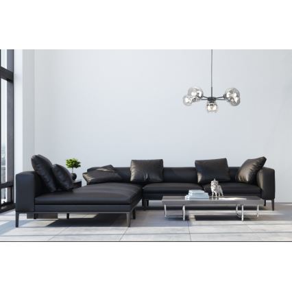 Lestenec na vrvici KALIOPE 6xE27/60W/230V črna/prozorna