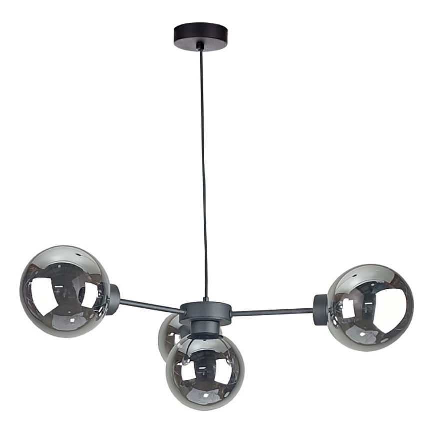 Lestenec na vrvici KALIOPE II 4xE14/50W/230V črna/dimna črna