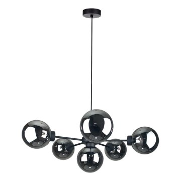 Lestenec na vrvici KALIOPE II 6xE14/50W/230V črna/dimna črna
