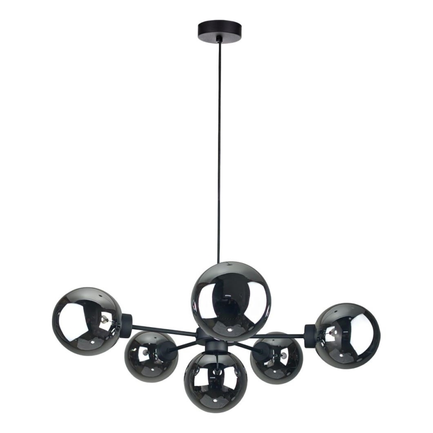 Lestenec na vrvici KALIOPE II 6xE14/50W/230V črna/dimna črna