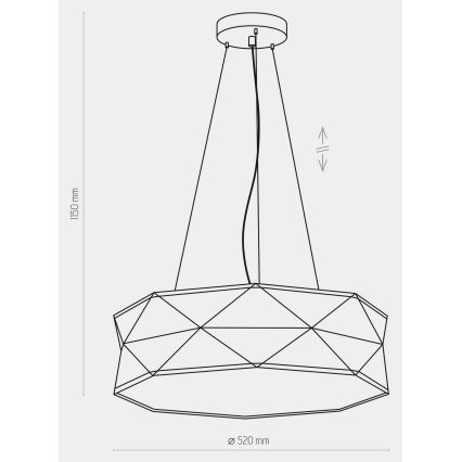 Lestenec na vrvici KANTOOR 1xE27/15W/230V črn