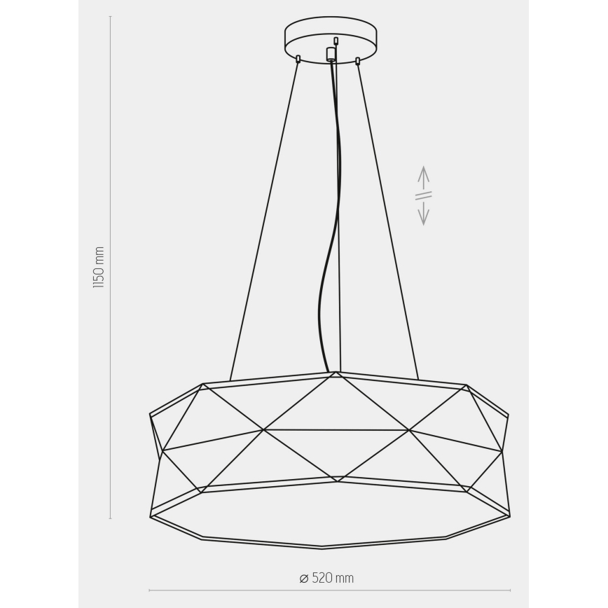Lestenec na vrvici KANTOOR 1xE27/15W/230V siv