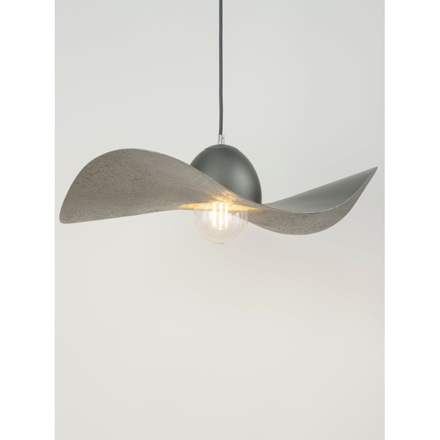 Lestenec na vrvici KAPELLO 1xE27/60W/230V premer 55 cm siva/srebrna