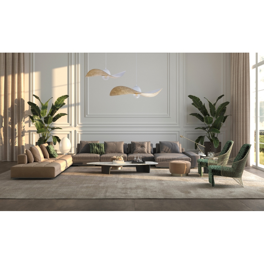 Lestenec na vrvici KAPELLO 1xE27/60W/230V premer 76 cm bela/zlato