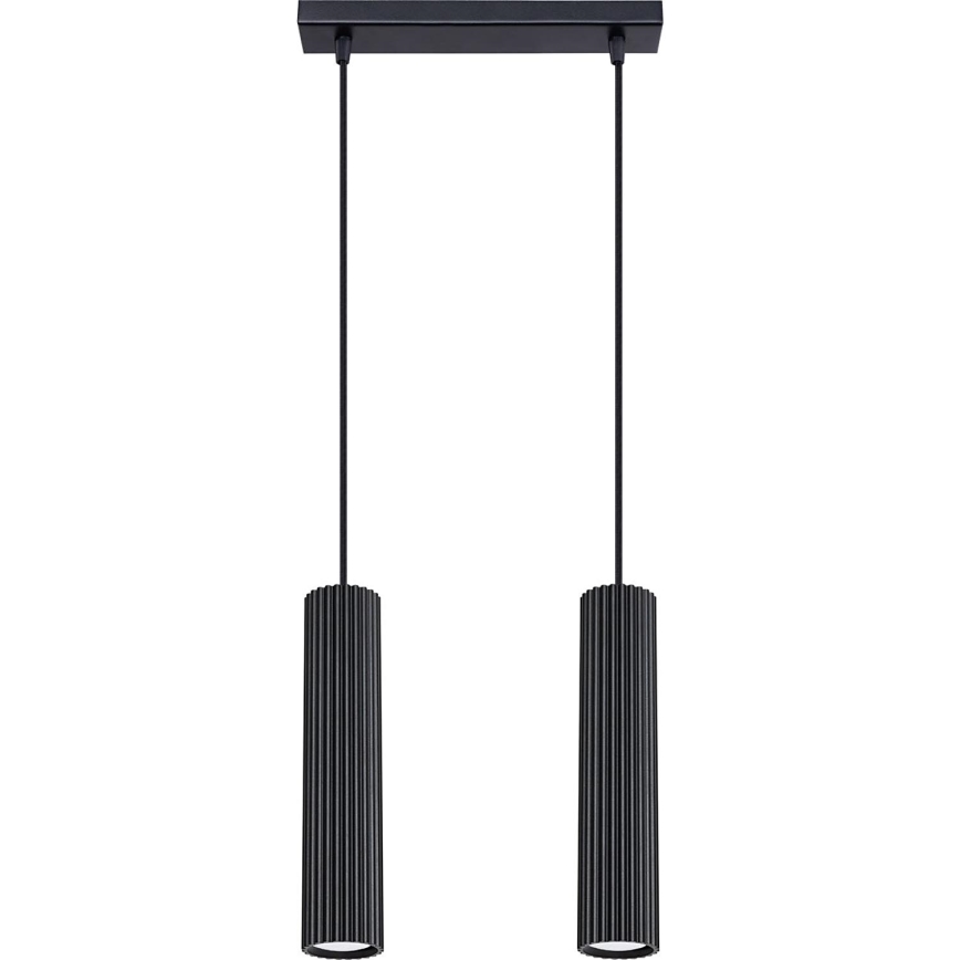 Lestenec na vrvici KARBON 2xGU10/10W/230V črna