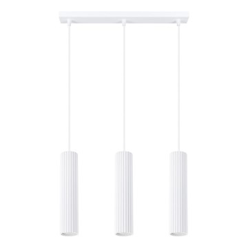 Lestenec na vrvici KARBON 3xGU10/10W/230V bela