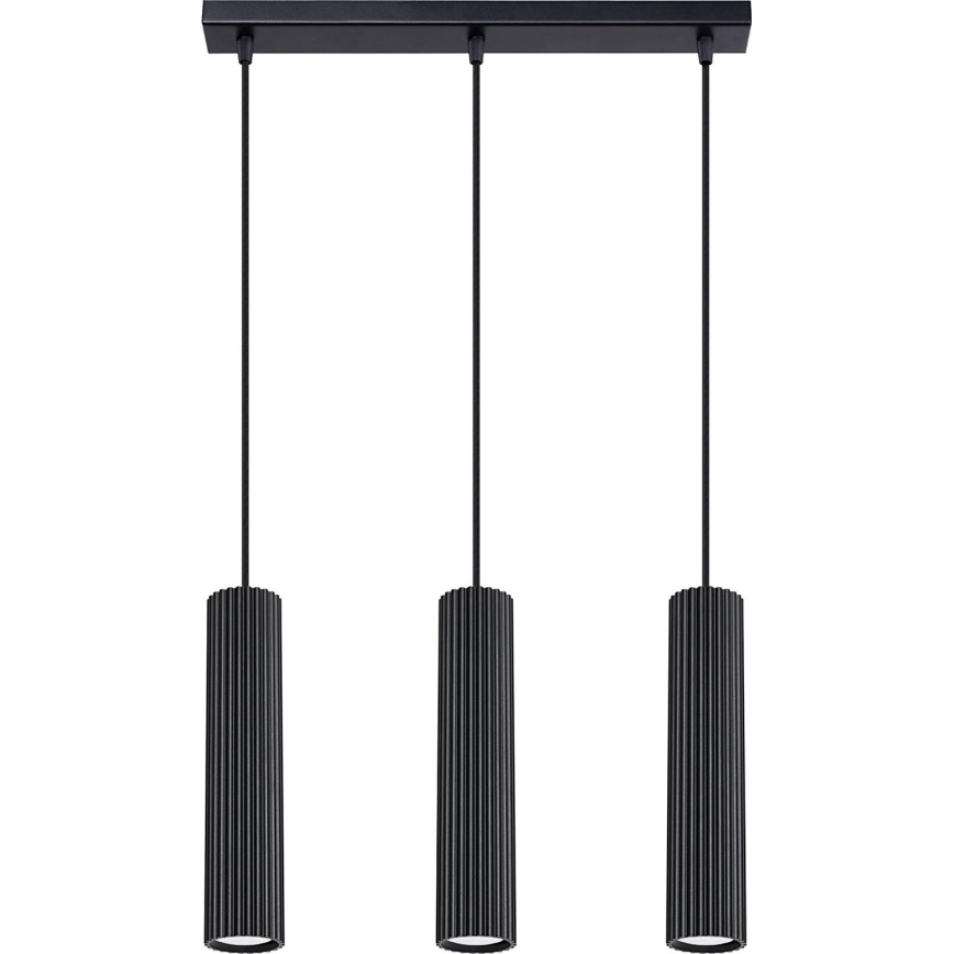 Lestenec na vrvici KARBON 3xGU10/10W/230V črna