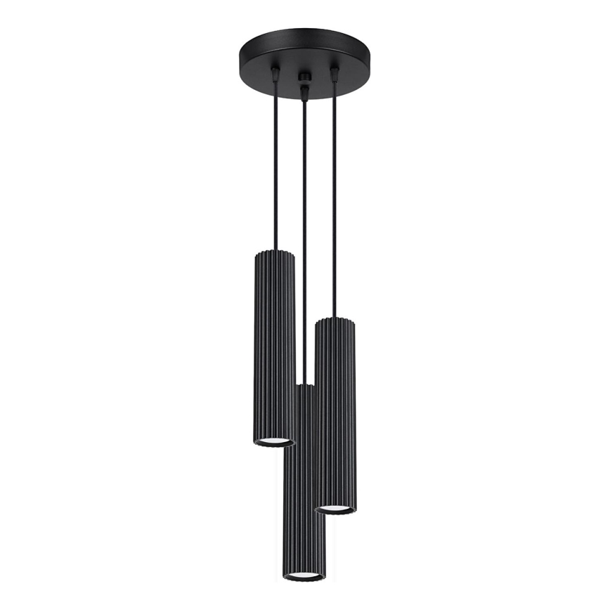 Lestenec na vrvici KARBON 3xGU10/10W/230V črna