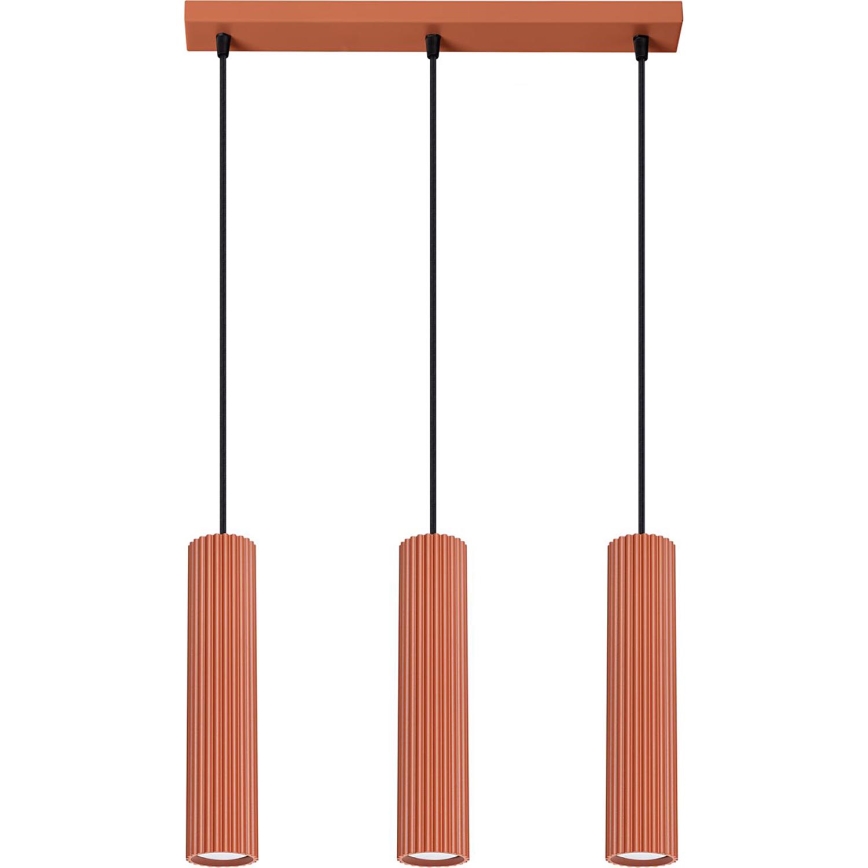 Lestenec na vrvici KARBON 3xGU10/10W/230V rdeča