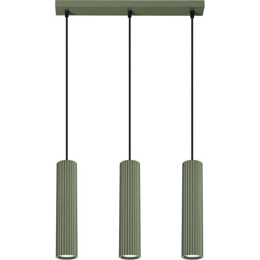 Lestenec na vrvici KARBON 3xGU10/10W/230V zelena