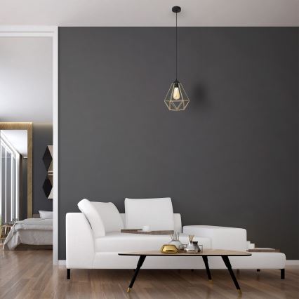 Lestenec na vrvici KARO 1xE27/15W/230V zlata/črna