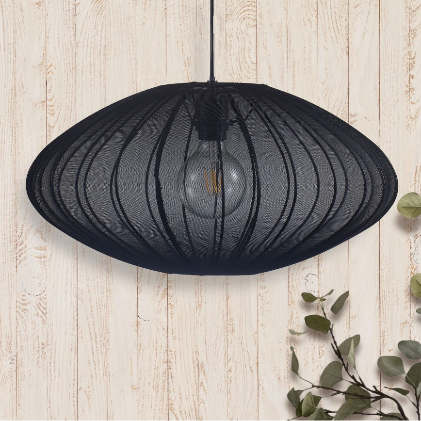 Lestenec na vrvici KINU 1xE27/20W/230V pr. 50 cm črna
