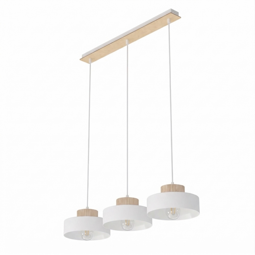 Lestenec na vrvici KIVI 3xE27/15W/230V bela